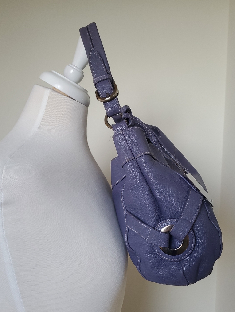Furla Pebbled Leather Shoulder Bag In Periwinkle/Lavender Purple - Picture 4 of 11